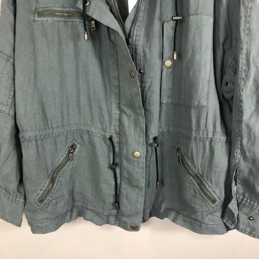 NWT Joie Filotea Zip Front Linen Jacket Green - Picture 6 of 7